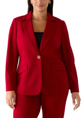 Anne Klein Women's Plus Size One Button Compression Blazer