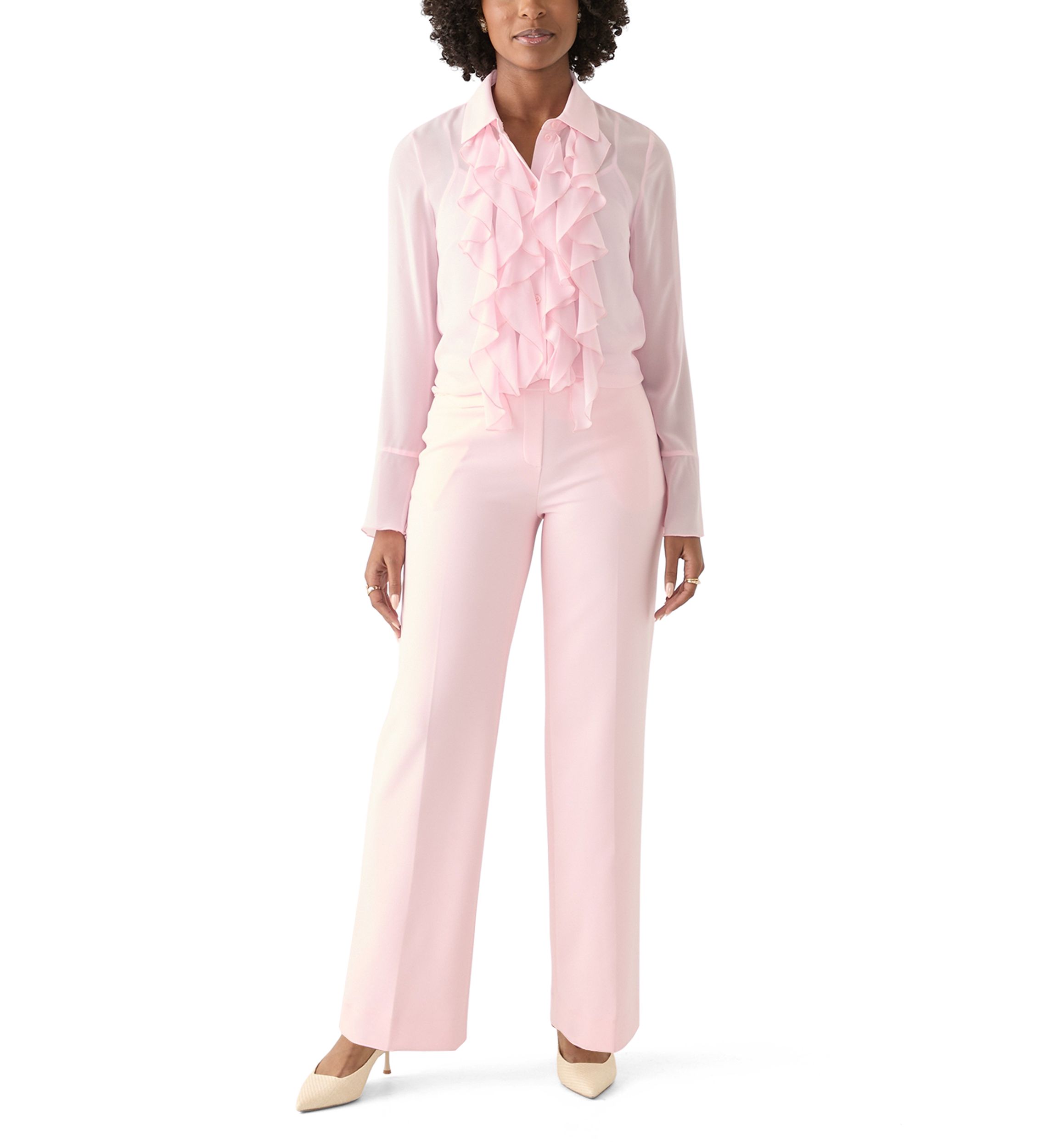 Womens Cascading Ruffle Blouse