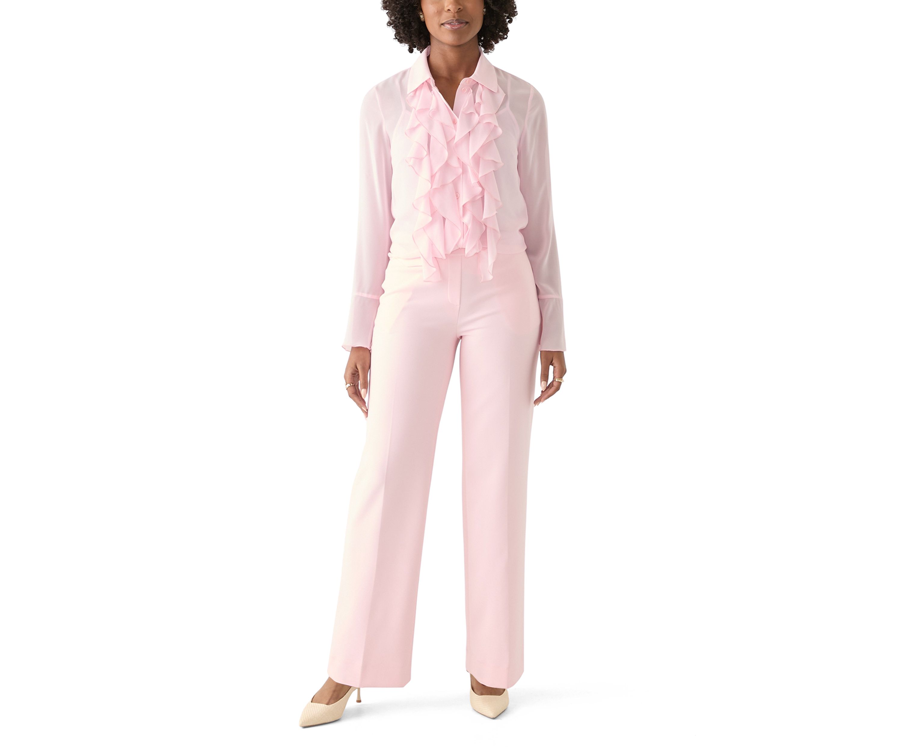 Womens Cascading Ruffle Blouse