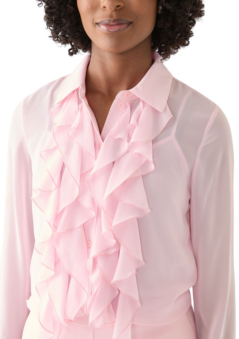 Womens Cascading Ruffle Blouse