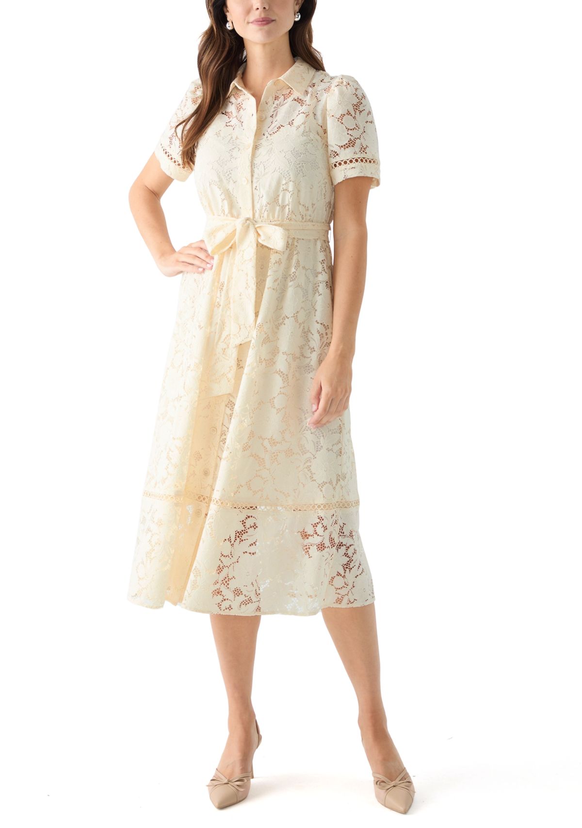 Womens Tea Length Shirt Dress