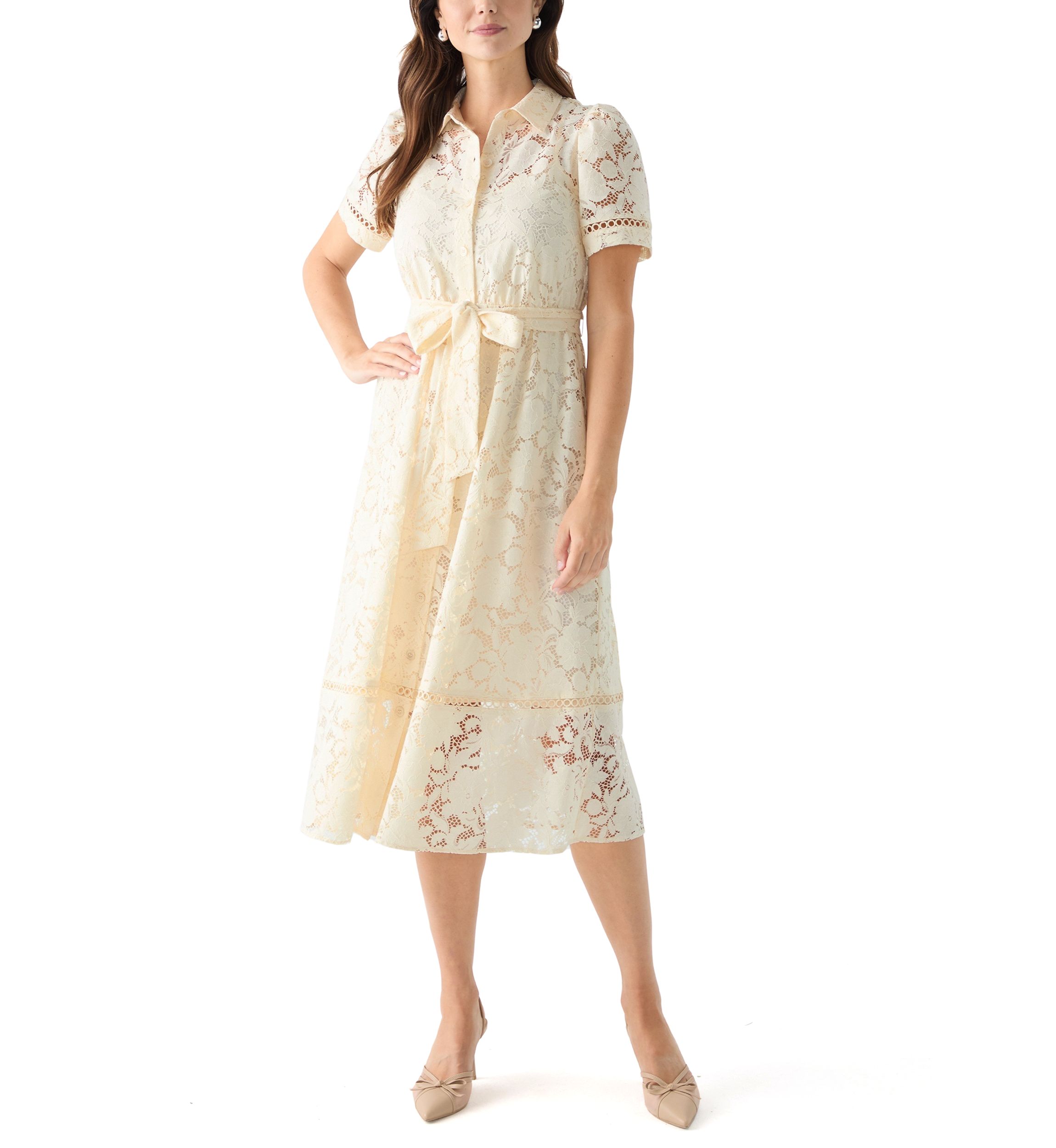 Womens Tea Length Shirt Dress