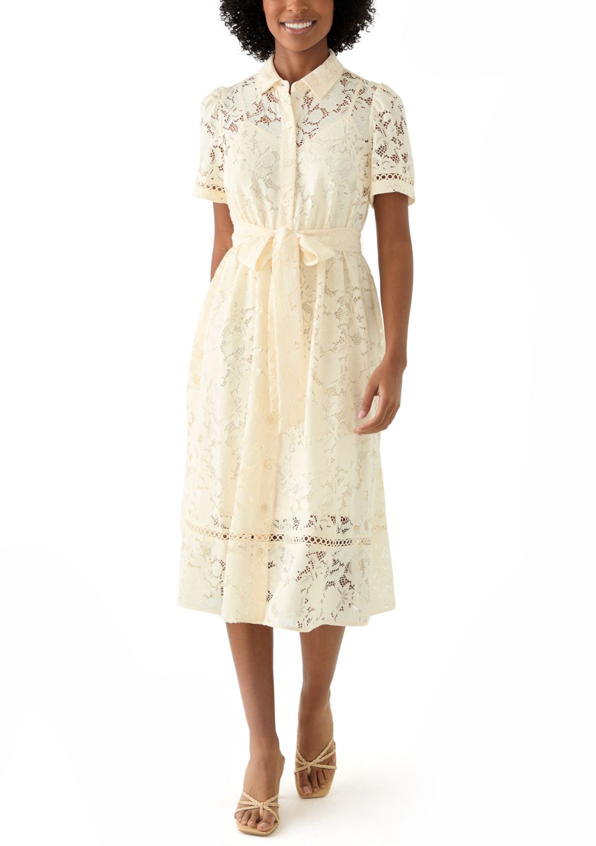 Petite Short Sleeve Lace Dress