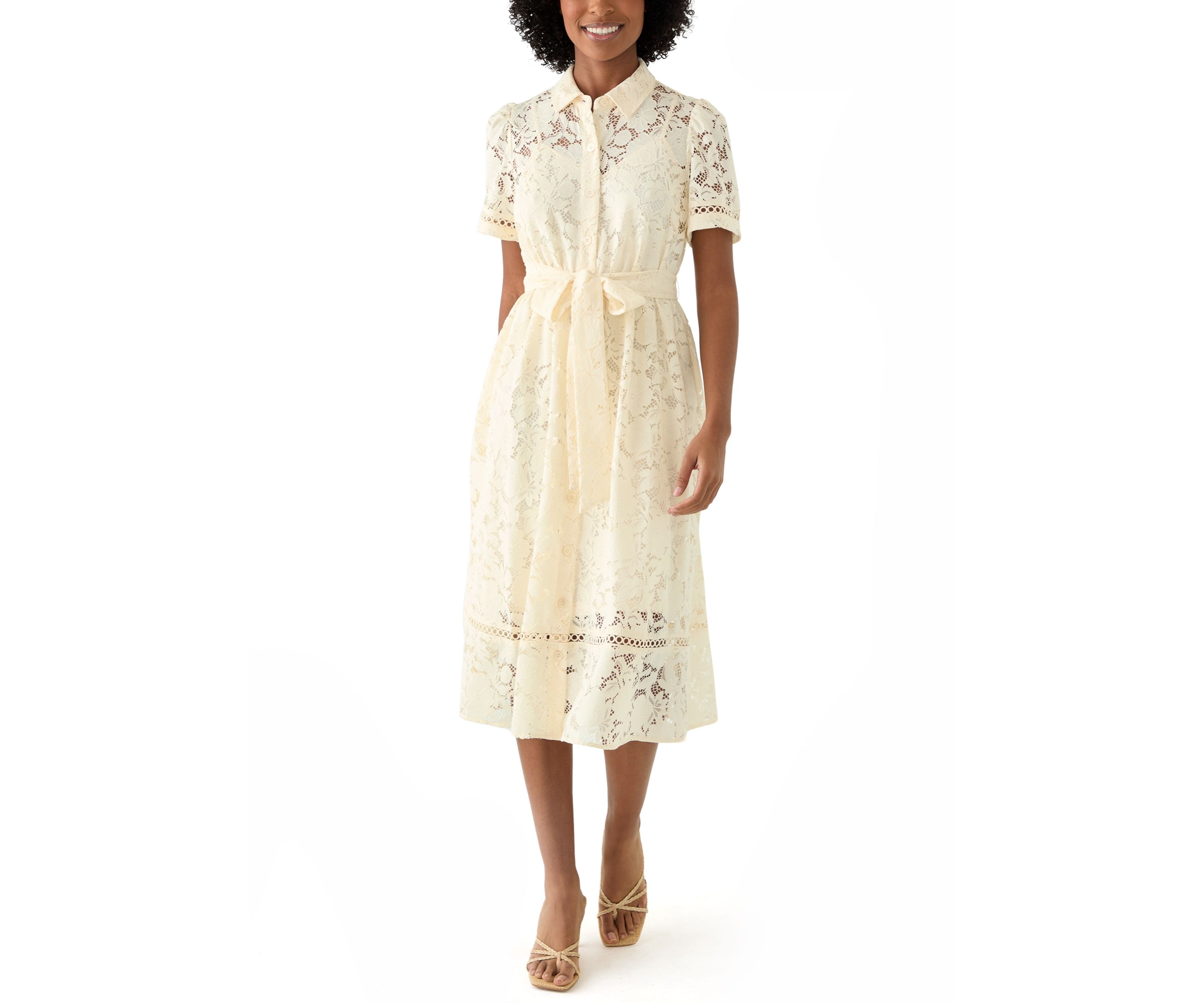 Petite Short Sleeve Lace Dress
