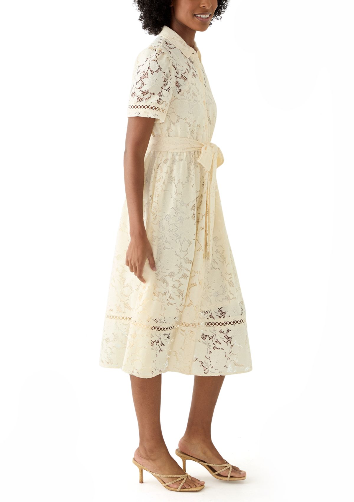 Petite Short Sleeve Lace Dress