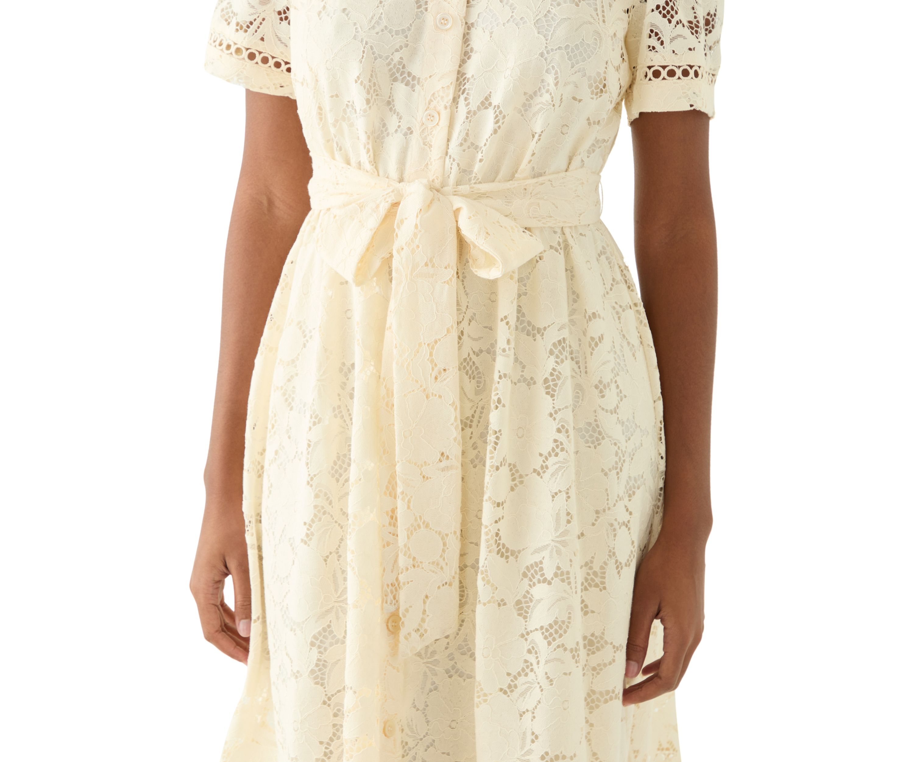 Petite Short Sleeve Lace Dress
