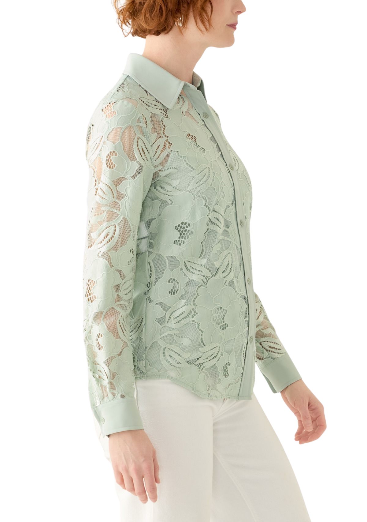 Womens Long Sleeve Lace Button Down Blouse