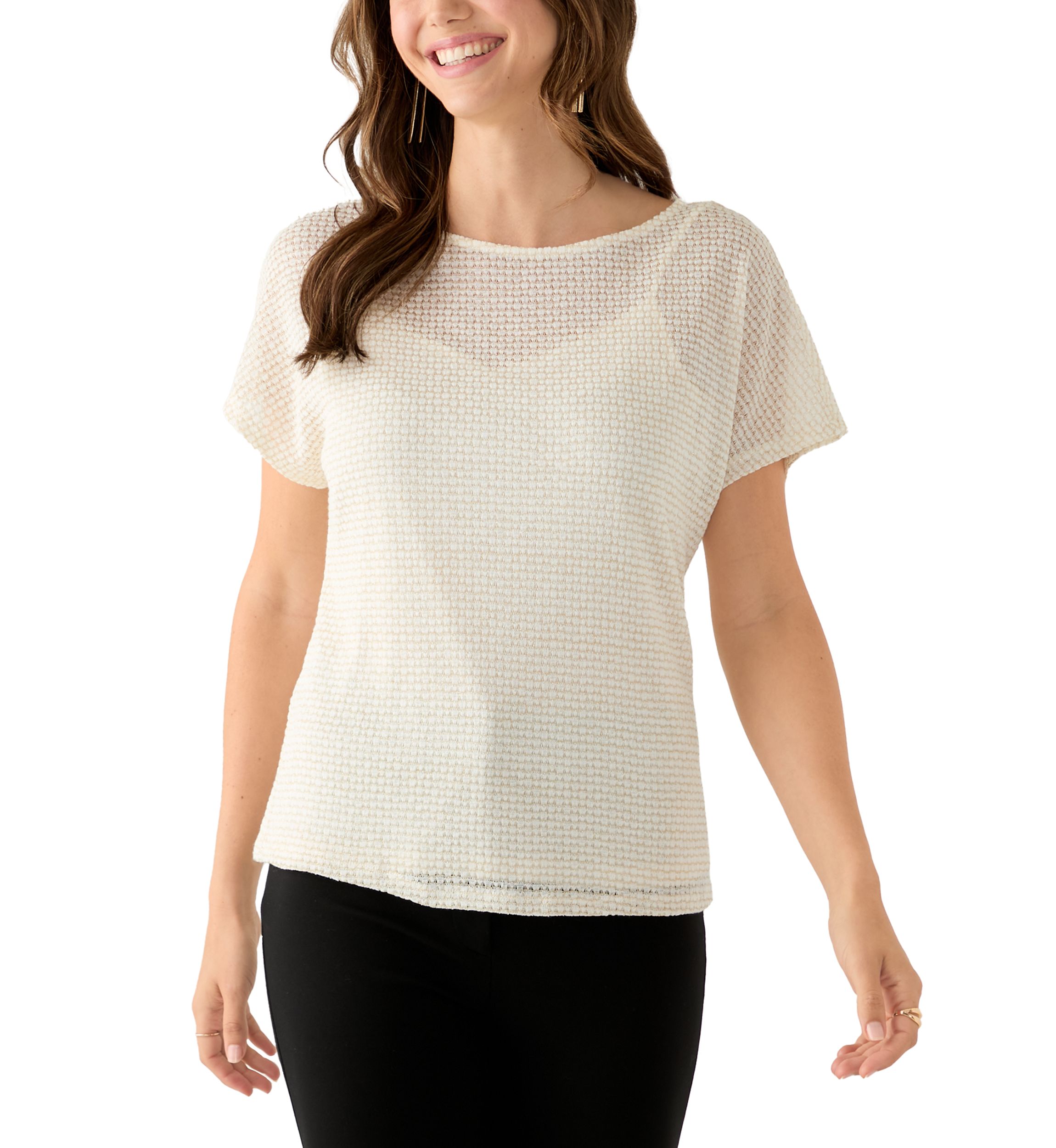 Womens Boat Neck Knit Top