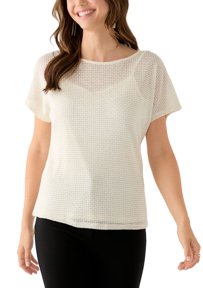 Womens Boat Neck Knit Top