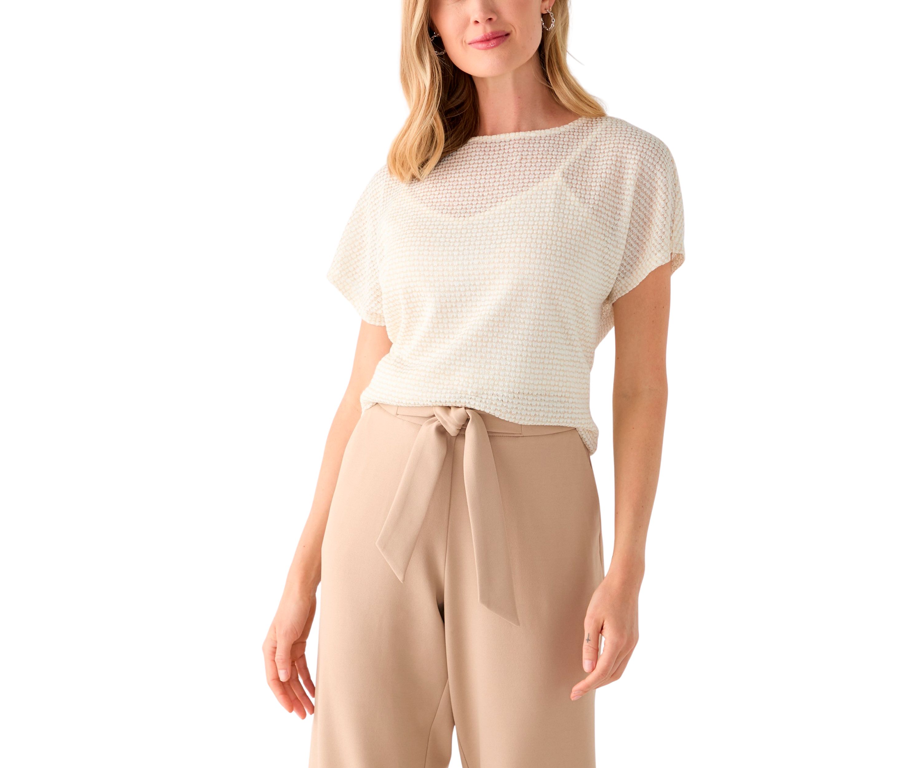 Petite Dolman Sleeve Boat Neck Blouse