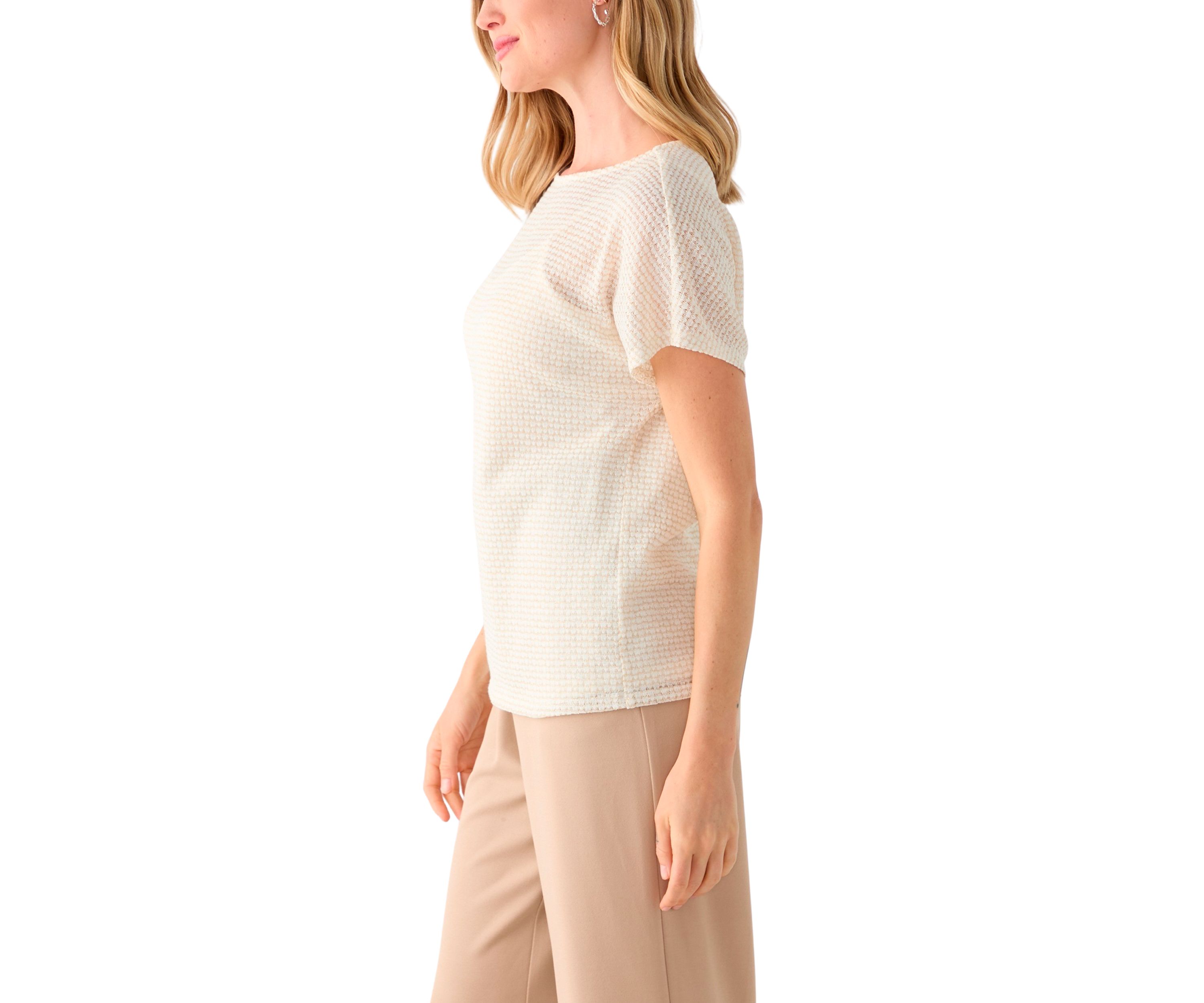 Petite Dolman Sleeve Boat Neck Blouse