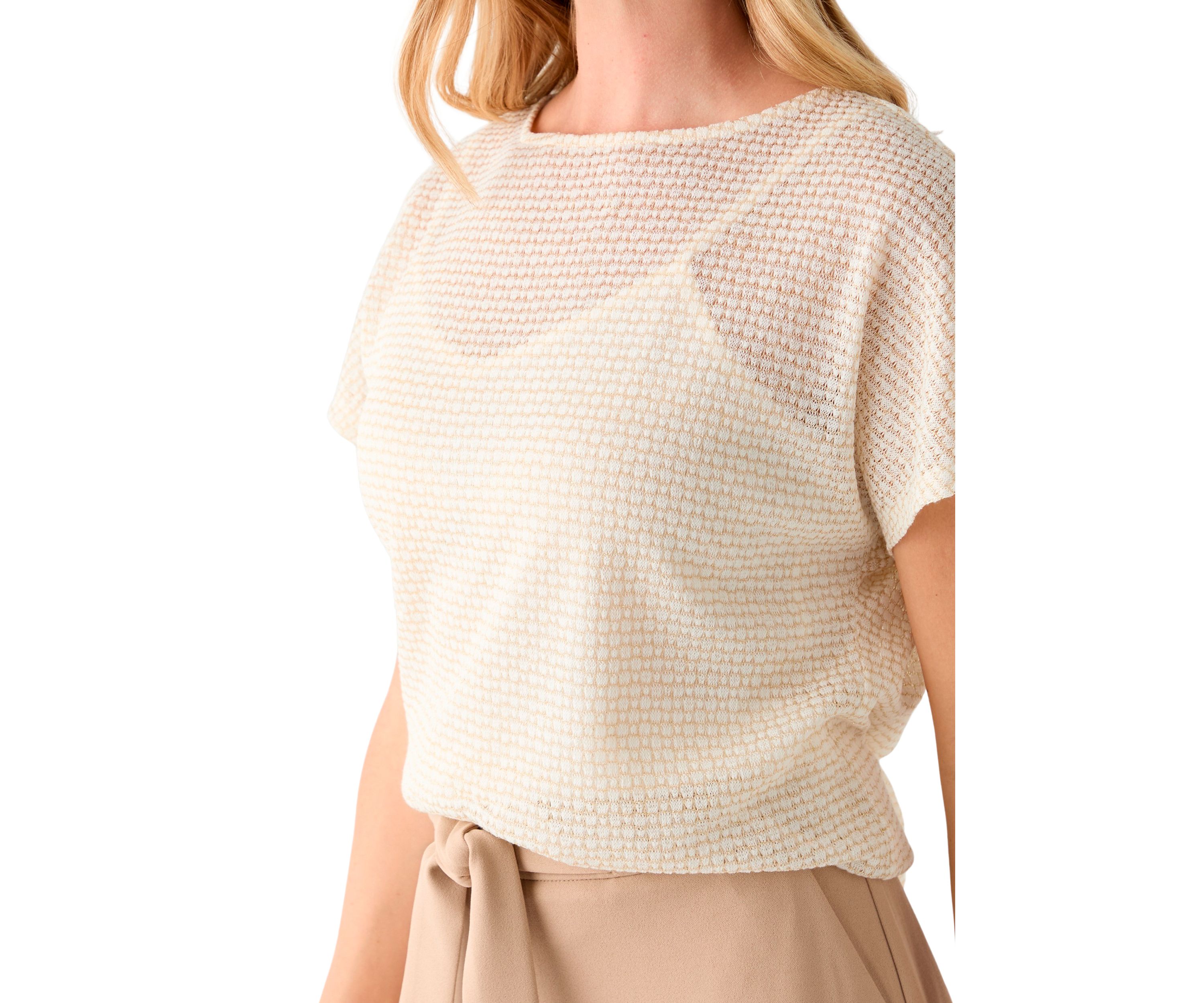 Petite Dolman Sleeve Boat Neck Blouse