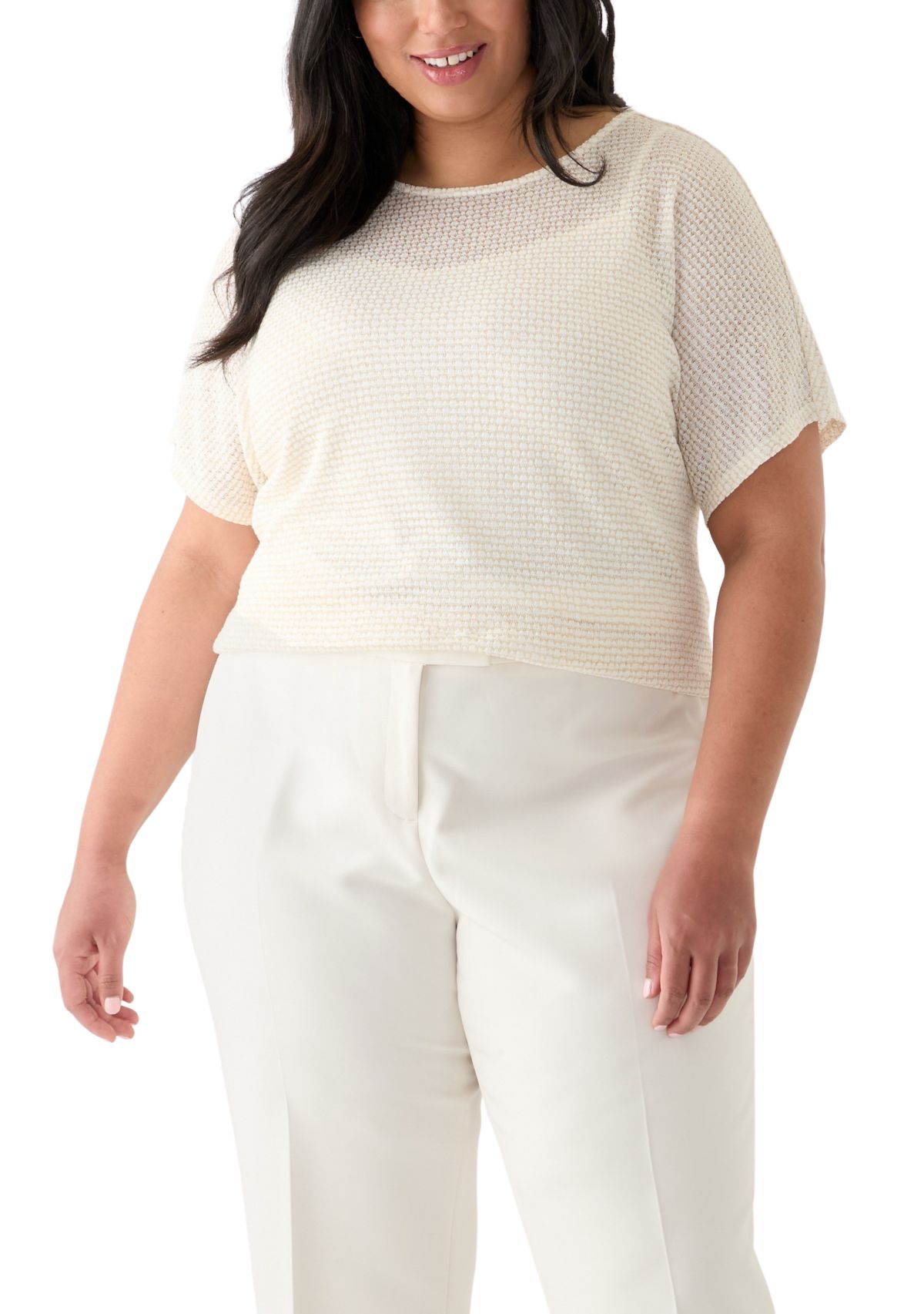 Plus Size Dolman Sleeve Boat Neck Top