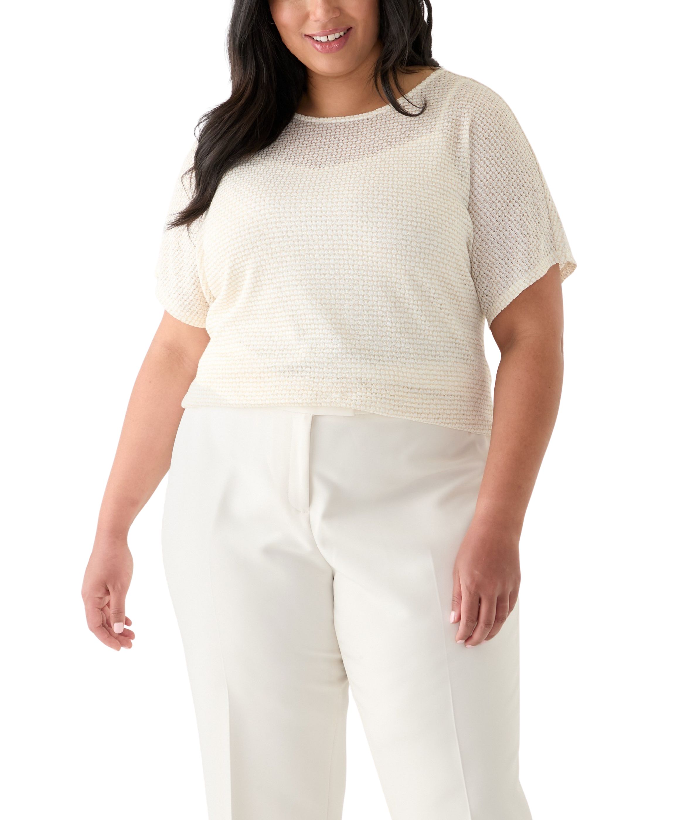 Plus Size Dolman Sleeve Boat Neck Top