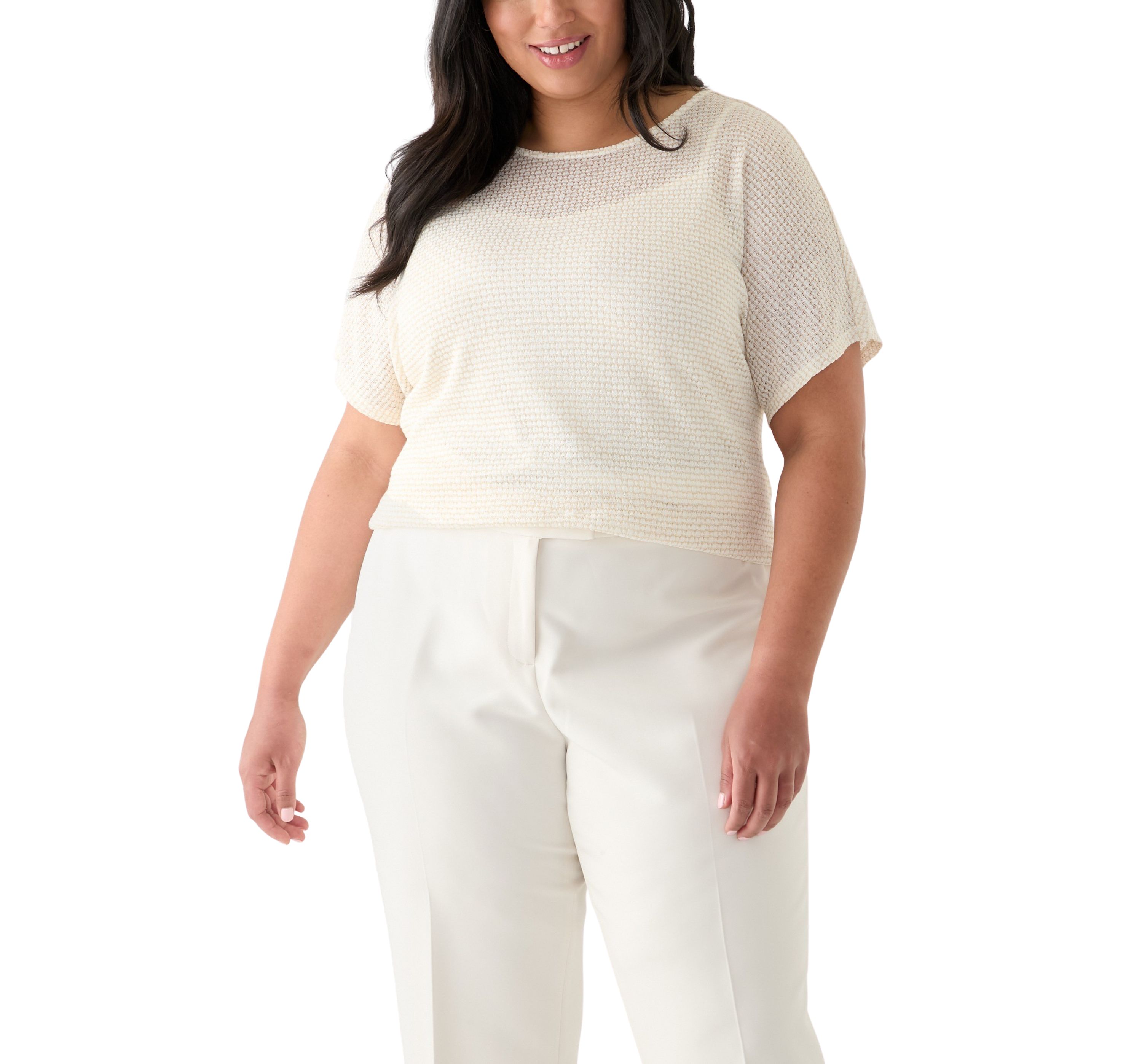 Plus Size Dolman Sleeve Boat Neck Top