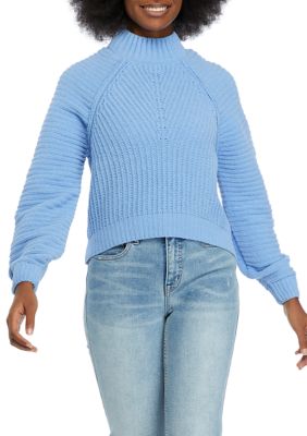 Juniors' Chenille Mock Neck Sweater