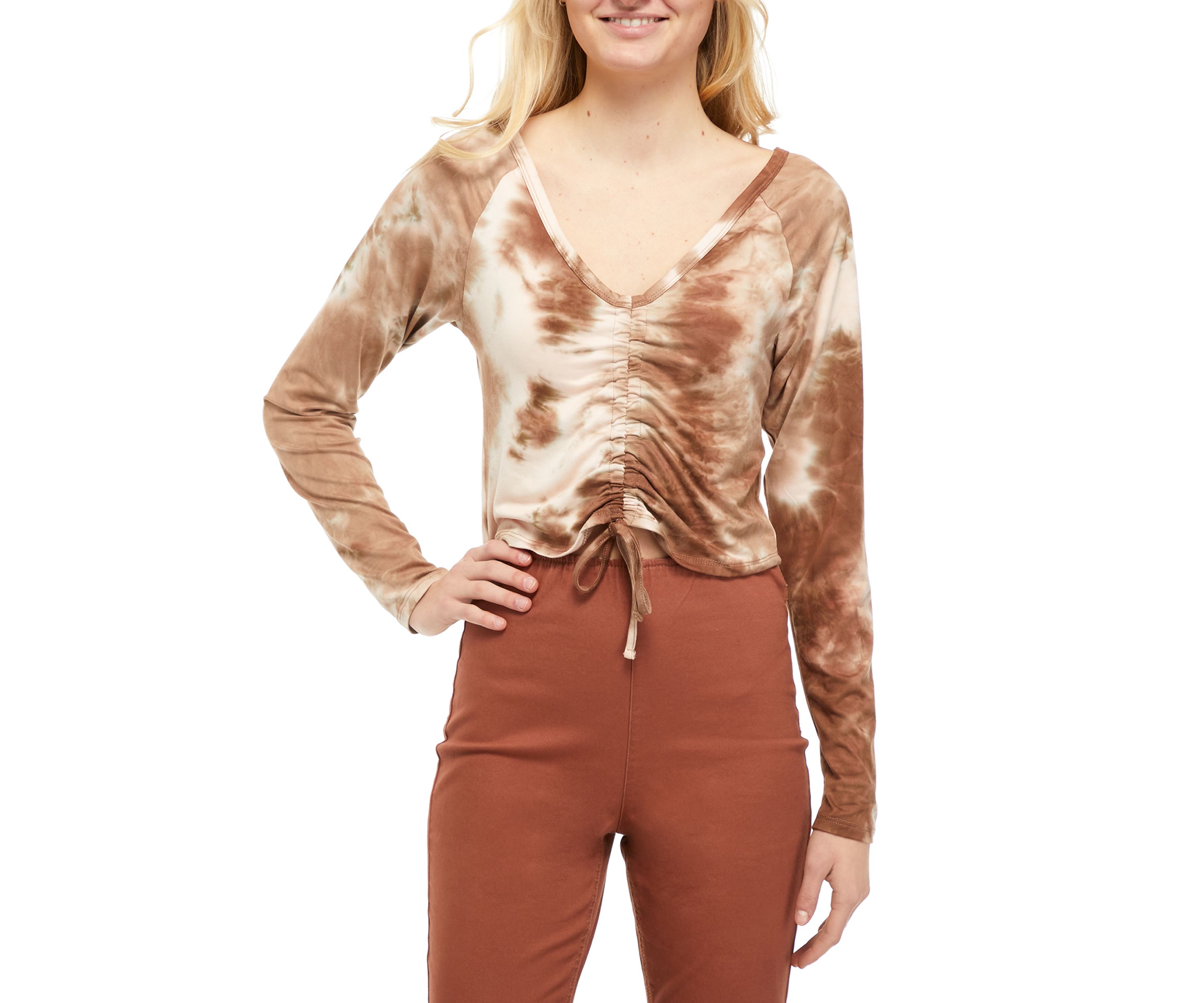Juniors Tie Dye Cinched Top 