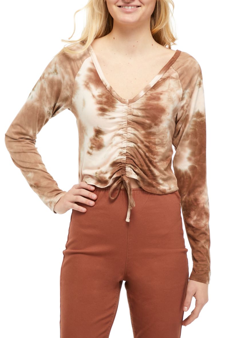 Juniors Tie Dye Cinched Top 