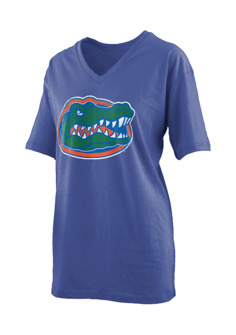 NCAA Florida Gators Distressed Logo Jersey V-Neck T-Shirt