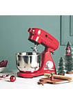 6.35 Quart Stand Mixer Red, 6-Speed Tilt-Head with Dough Hook/Whisk/Beater/Pouring Shield