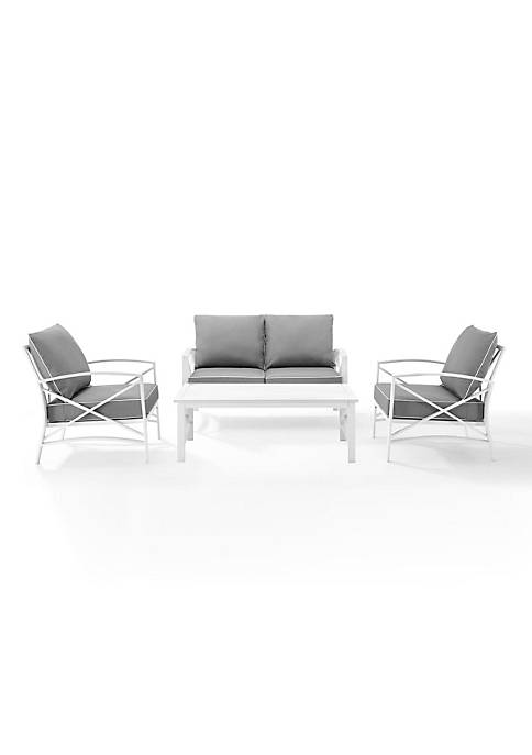 Crosley Furniture KO60009WH-GY Kaplan 4-Piece Outdoor Seating Set