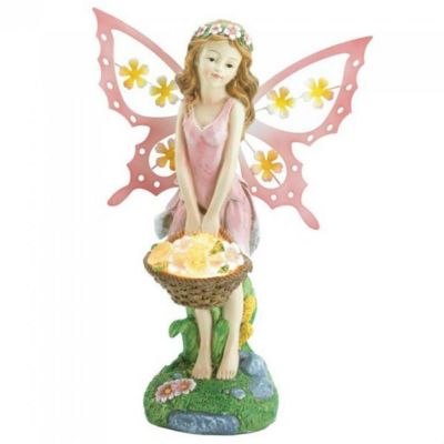 pink fairy solar garden statue