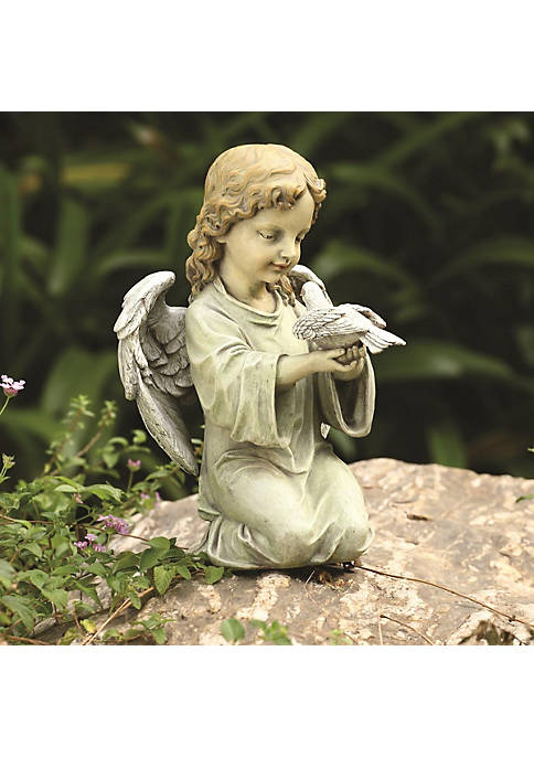 Napco 18569 Kneeling Angel with Dove Garden Statue