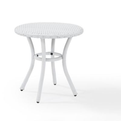 Crosley Furniture Palm Harbor Outdoor Wicker Round Side Table White