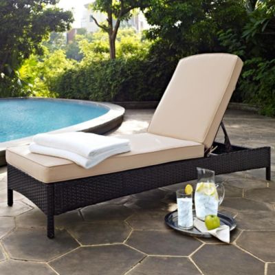 Crosley Furniture Palm Harbor Outdoor Wicker Chaise Lounge Sand/brown