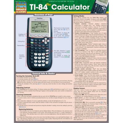 Barcharts 9781423221654 Ti 84 Plus Calculator Quickstudy Easel