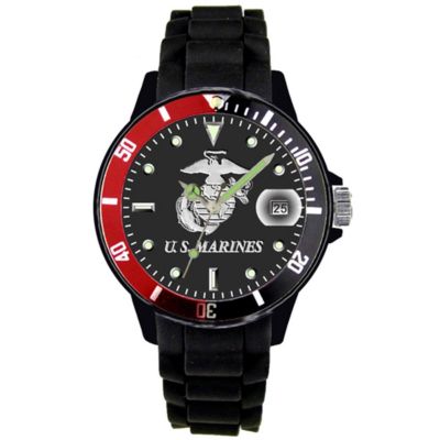 Frontier 51Q Silicone Strap Red & Black Rotating Bezel Watch With Black Dial