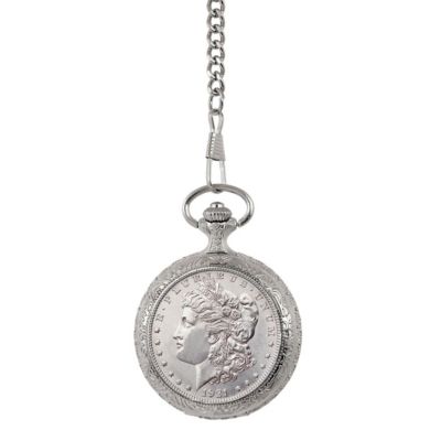 Upm Global 13960 Brilliant Uncirculated Morgan Silver Dollar Coin Pocket Watch -  056132139606