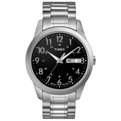 Timex T2M9329J Mens South Street Sport Black & Silver Tone Stainless Steel Expansion Band Watch