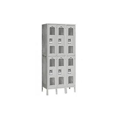 Salsbury Industries 72365Gy-A 36 In. W X 78 In. H X 15 In. D Vented Metal Locker-Double Tier-3 Wide-Gray-Assembled