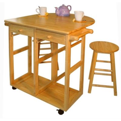 Yu Shan Co Usa Ltd 355-20 Breakfast Cart With Drop-Leaf Table Natural