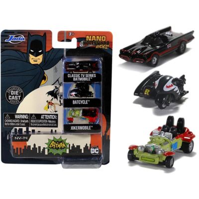 Jada Toys 31988 Batman 1966-1968 Classic Tv Series Nano Hollywood Rides Diecast Model Set - 3 Piece -  801310319888