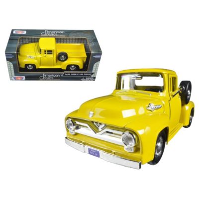 Motormax 79341Y 1 By 24 Scale Diecast 1955 Ford F-100 Pickup Truck Yellow Model Car