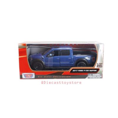 Motormax 79344Bl 1-27 Diecast Scale 2017 Ford F-150 Raptor Pickup Truck Wheels - Blue With Black -  661732793440