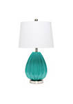 LT3320-TEL Teal Creased Table Lamp with Fabric Shade