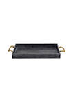 5599BK Wooden Finished Tray with Side Rope Handles&#44; Black