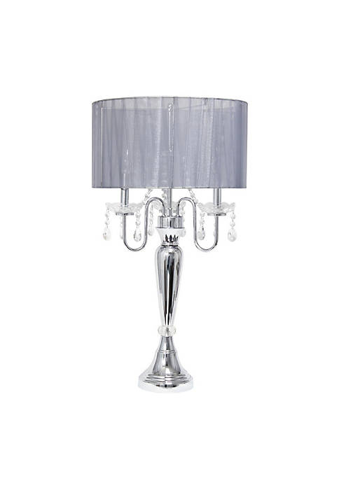 Elegant Designs LT1034-GRY Romantic Sheer Shade Table Lamp