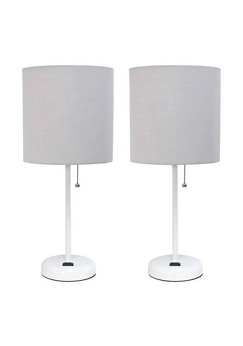 Limelights LC2001-GOW-2PK White Stick &amp; Fabric Shade Lamp