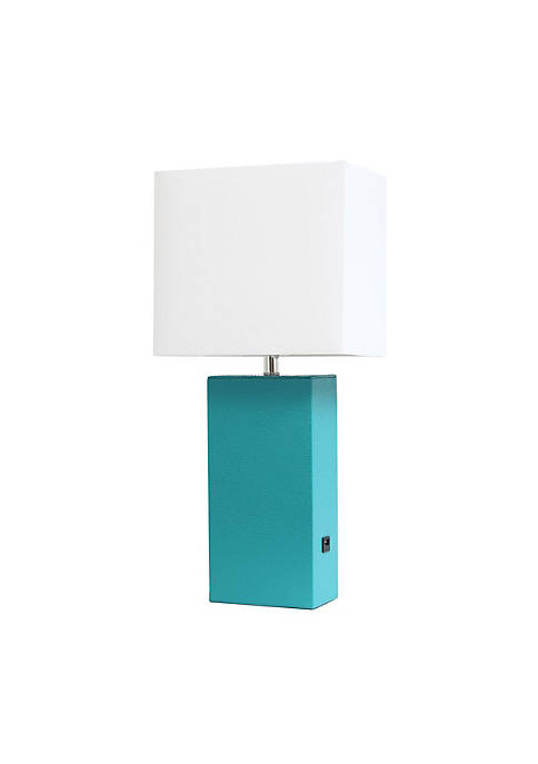 Elegant Designs LT1053-TEL Modern Leather Table Lamp with