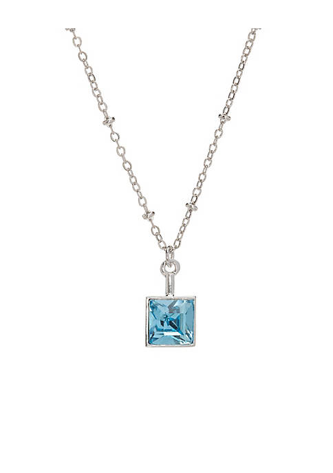 callura Aqua Crystal Square Pendant Necklace