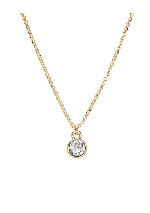 callura Goldtone &amp; Clear Crystal Solitaire Pendant Necklace