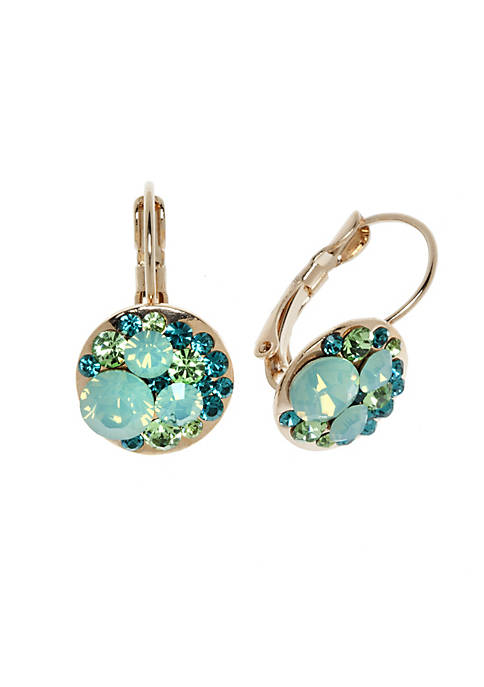 callura Green Gold tone Clustered Leverback Earrings with