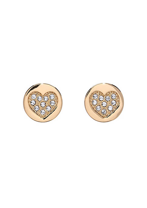 callura Gold tone Round Heart Stud Earrings with