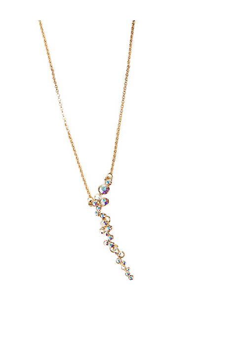 callura Gold tone AB Cluster Drop Pendant necklace