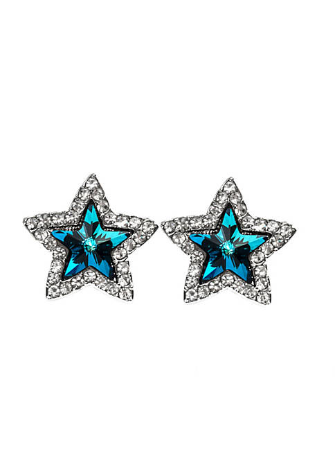 callura Bermuda Blue Silver tone Star Stud Earrings
