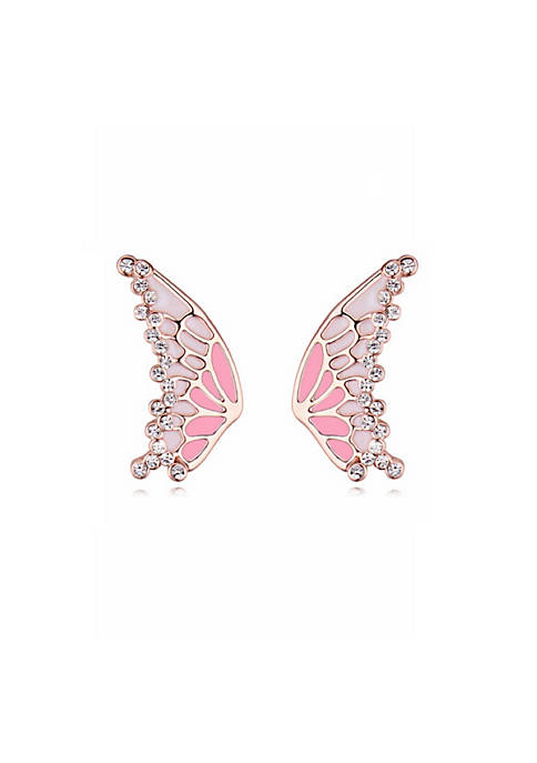 callura Rose Gold tone Pink Butterfly Stud Earrings
